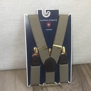 Saddlebred Suspenders Khaki & Brown Gold-tone NWT
